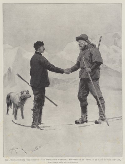 Die Jackson-Harmsworth-Polarexpedition, Ich bin sehr froh, dich zu sehen, das Treffen von Mr. Jackson und Dr. Nansen in Franz-Josef-Land von Amedee Forestier